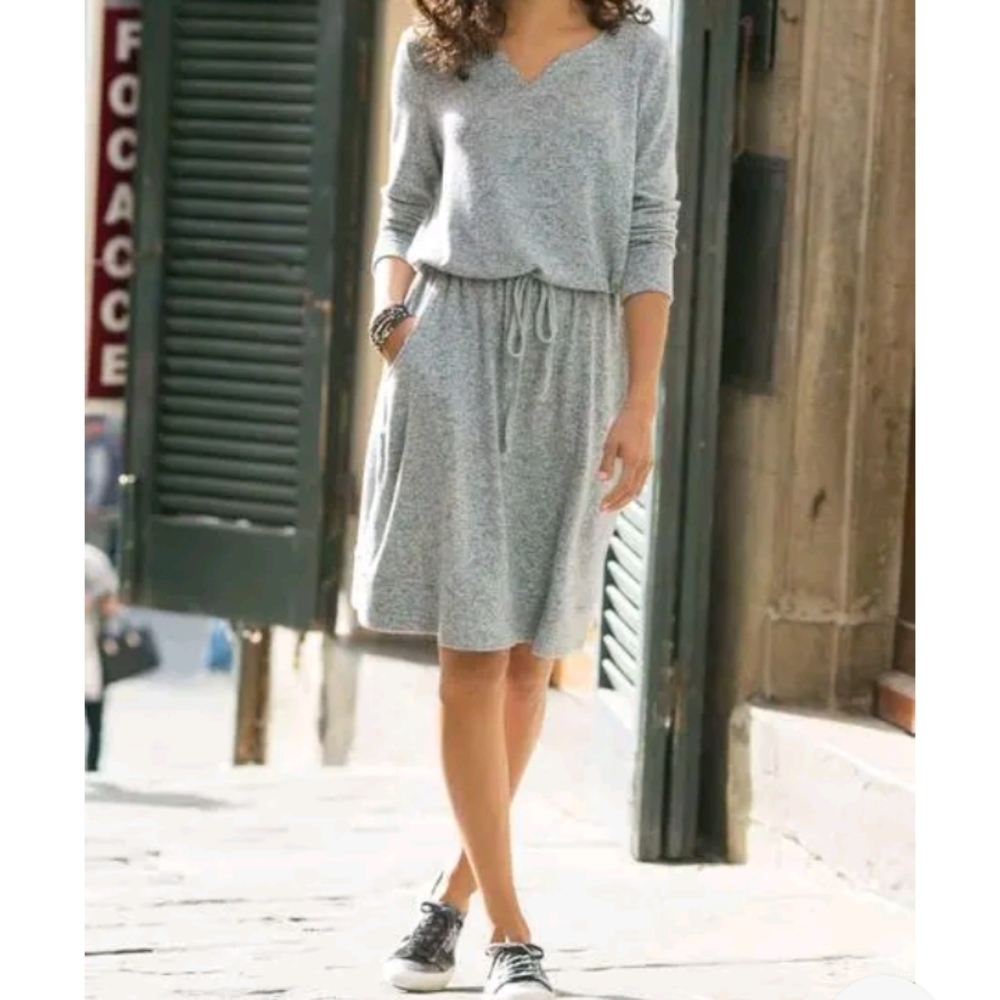 Soft Surroundings Gray Long Sleeve Dress